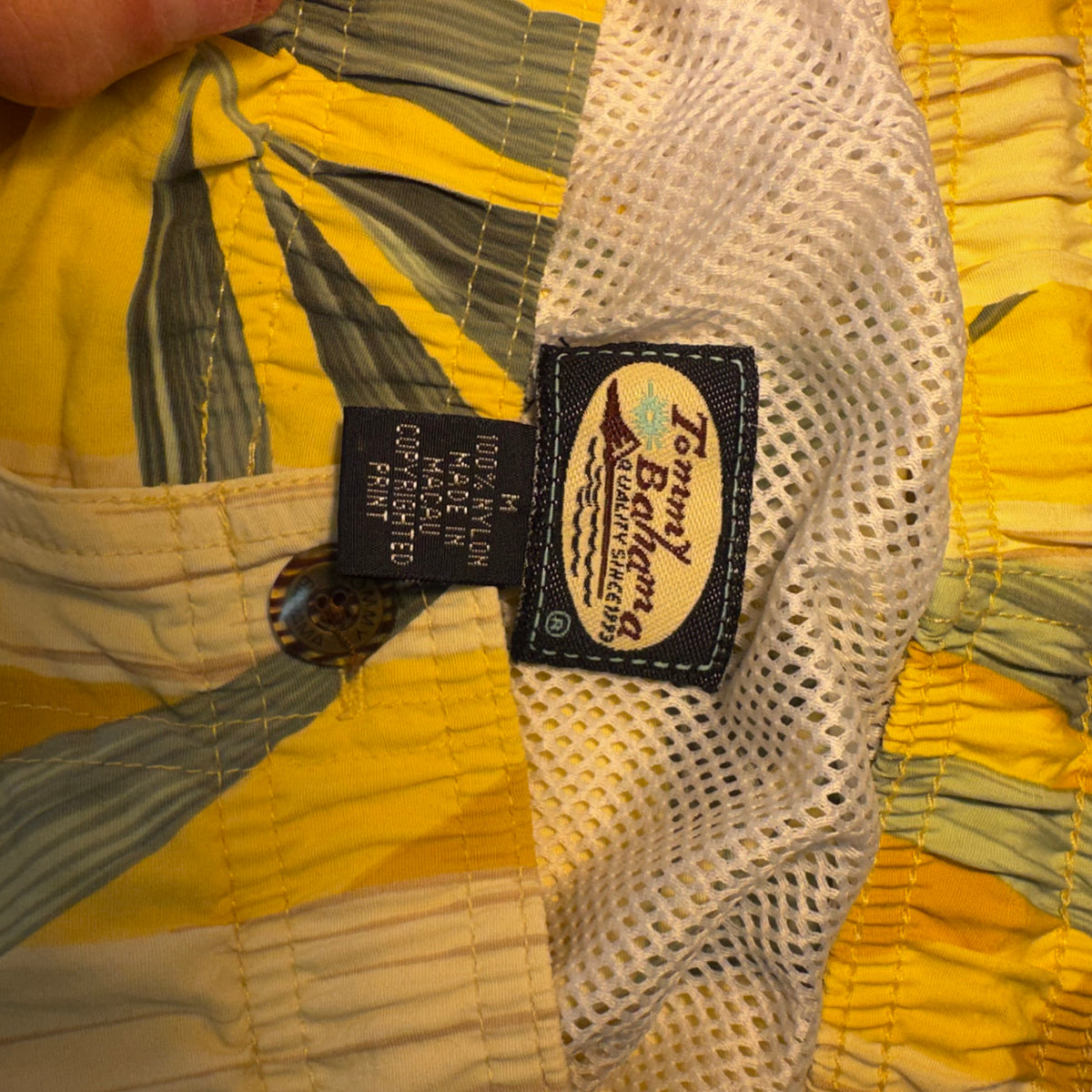 Tommy Bahama Yellow Bamboo Swim Trunks y2k