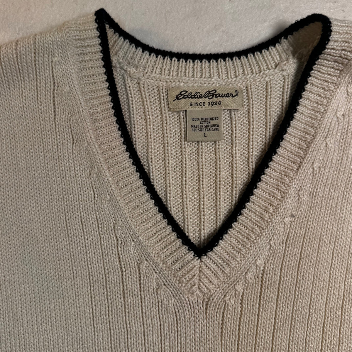 Eddie Bauer Tipped V-Neck Sweater Vest