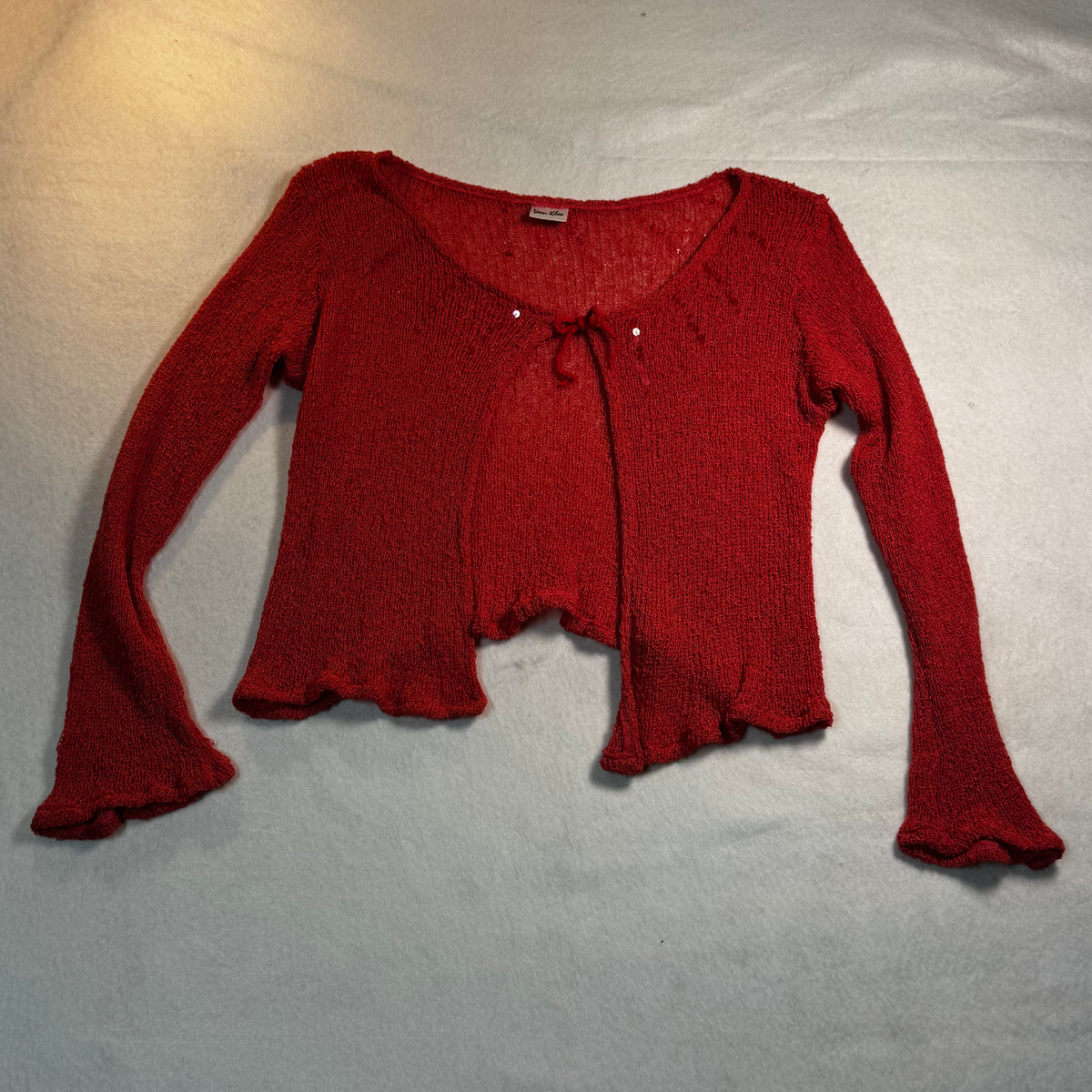 Y2K Sequin Open Knit Tie-Front Shrug