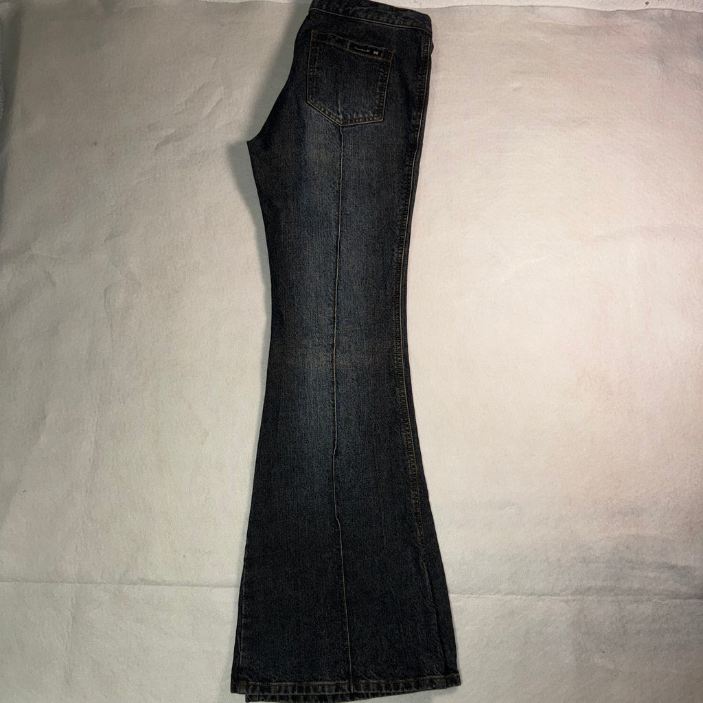 Frankie B. Dark Wash Low Rise Flare Jeans Y2K
