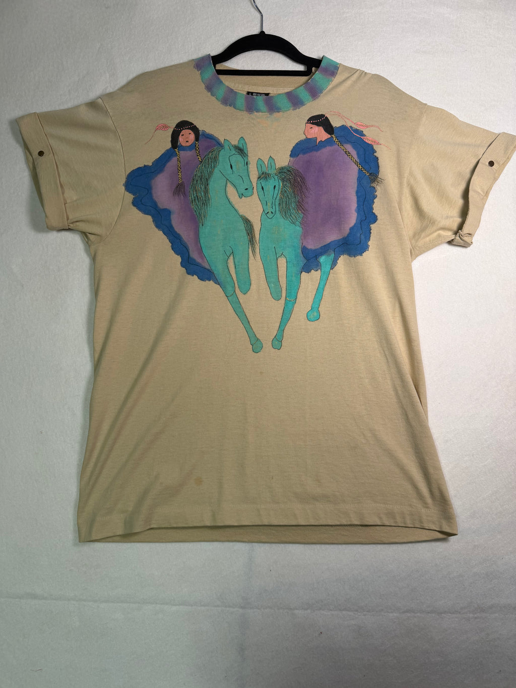 Vintage Hand-Painted Horses Tee 1980s One-of-One