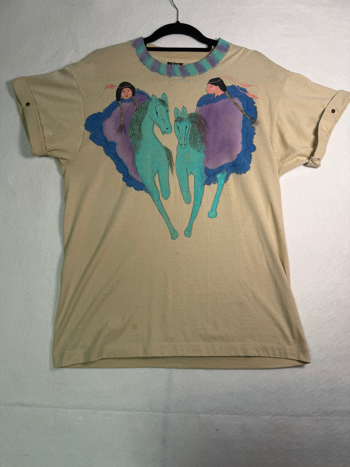 Vintage Hand-Painted Horses Tee 1980s One-of-One