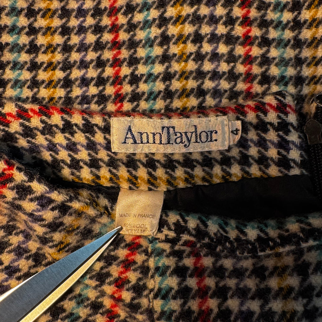 Ann Taylor Colorful Houndstooth Wool Skirt 1980s