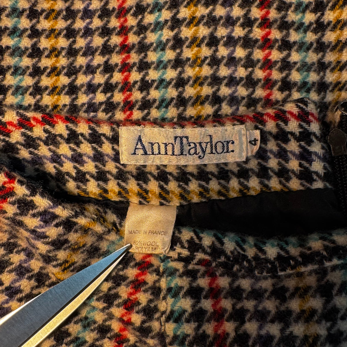 Ann Taylor Colorful Houndstooth Wool Skirt 1980s