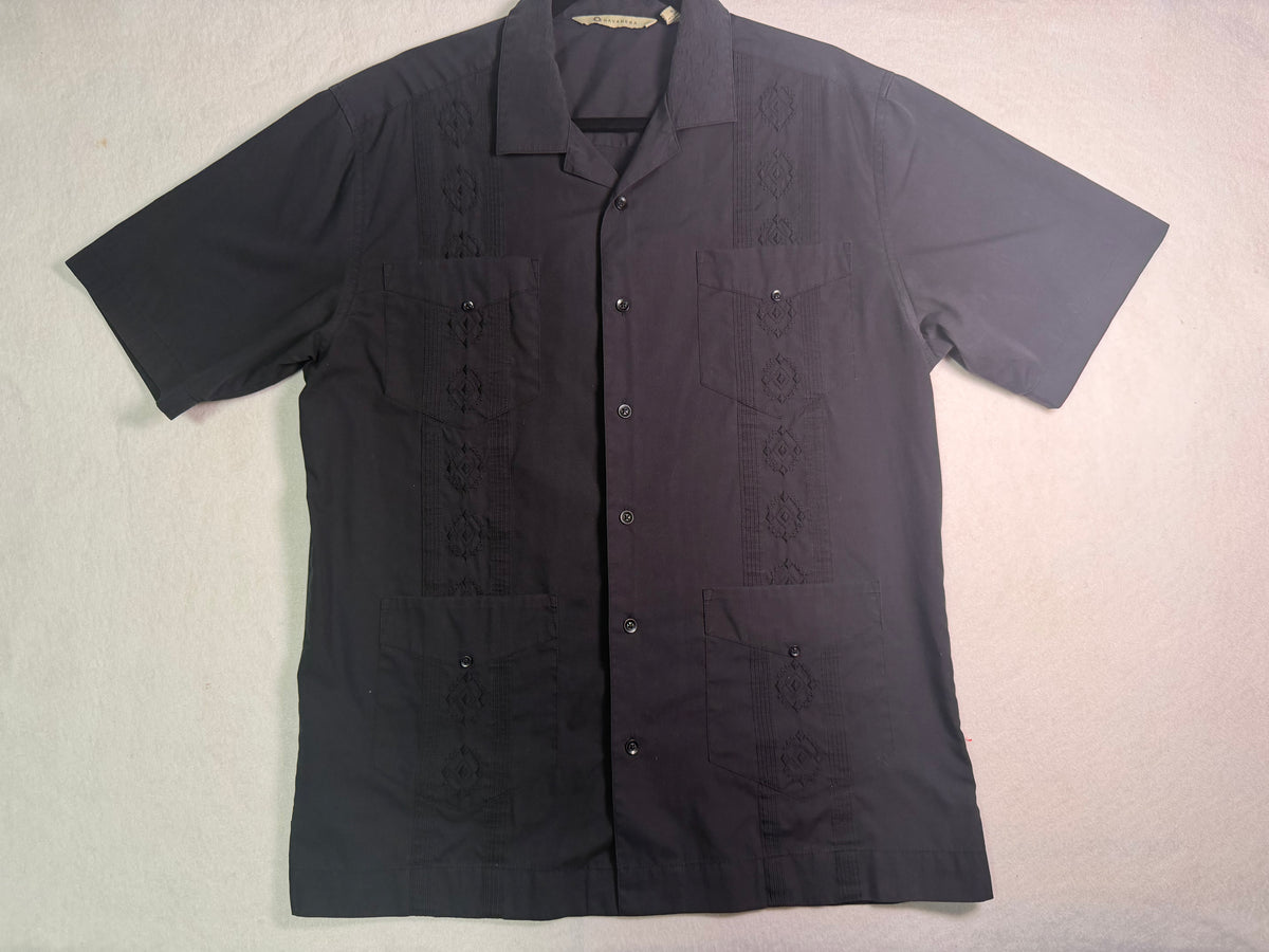Havanera Black Tonal Embroidered Guayabera