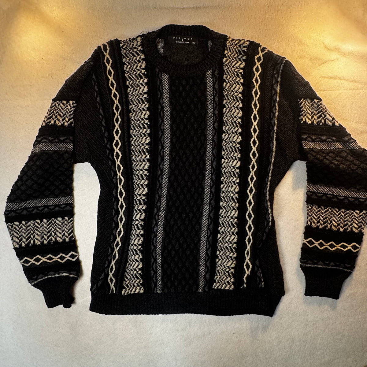 Protégé Collection minimalist Coogi-Style Sweater, Size XL