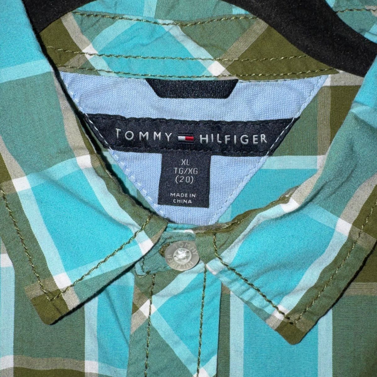 Tommy Hilfiger Green Plaid Button Up