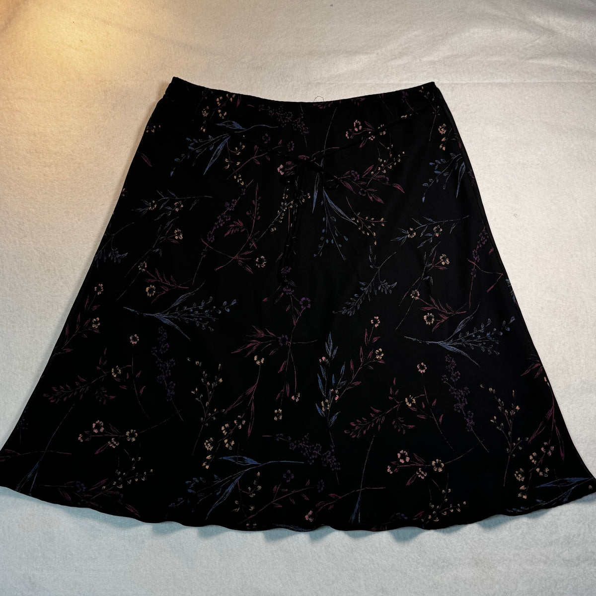 1990s Dark Floral Chiffon Wrap Skirt