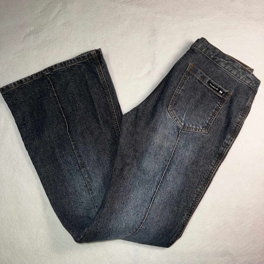 Frankie B. Dark Wash Low Rise Flare Jeans Y2K