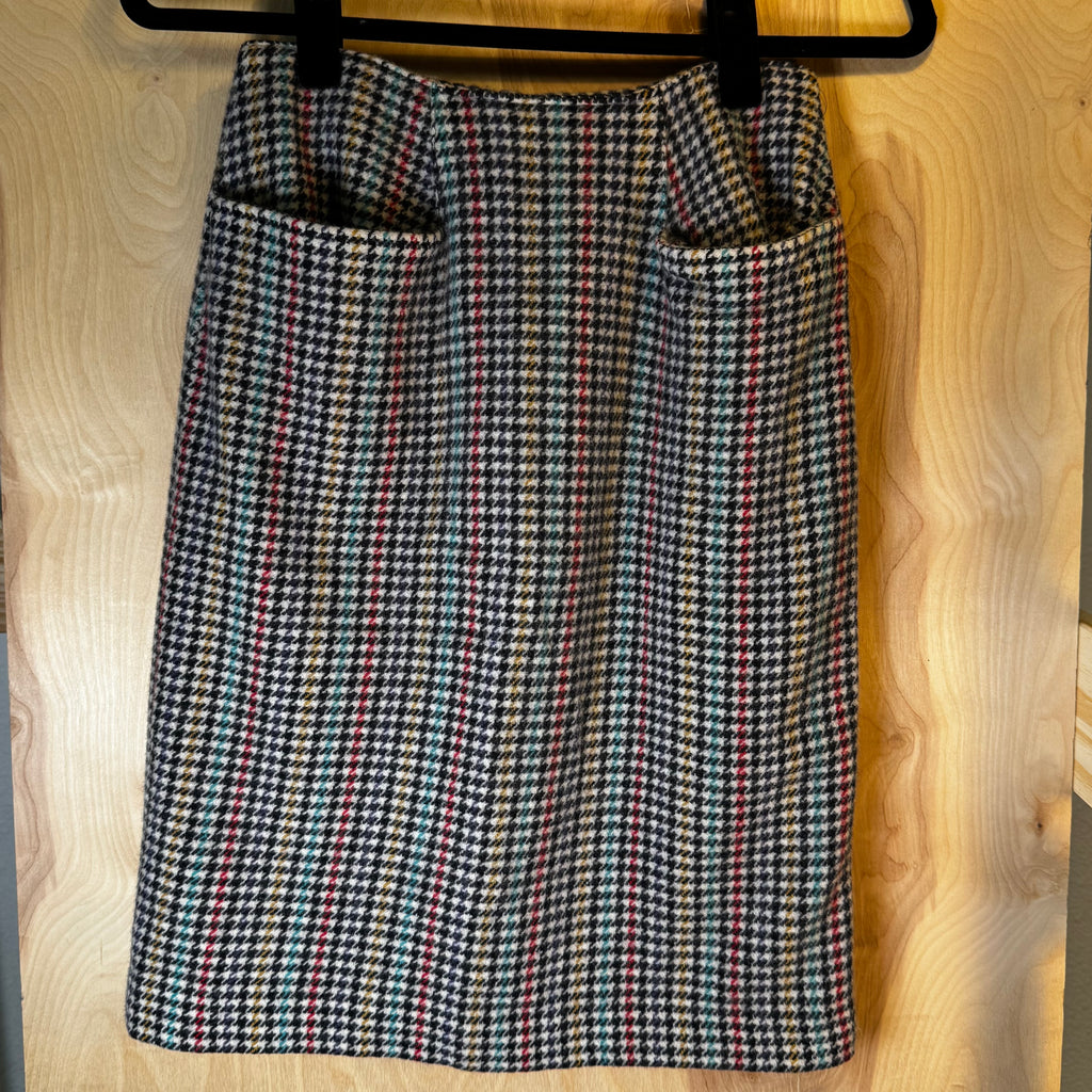 Ann Taylor Colorful Houndstooth Wool Skirt 1980s