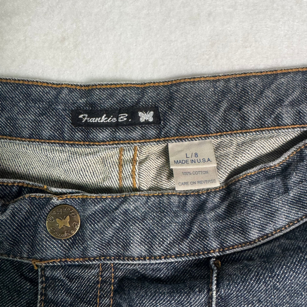 Frankie B. Dark Wash Low Rise Flare Jeans Y2K