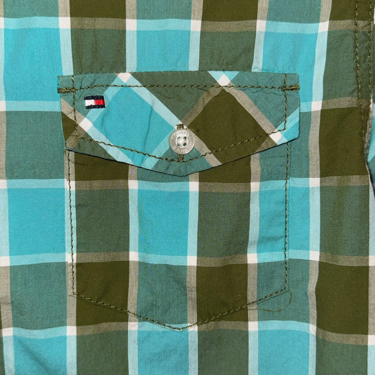Tommy Hilfiger Green Plaid Button Up