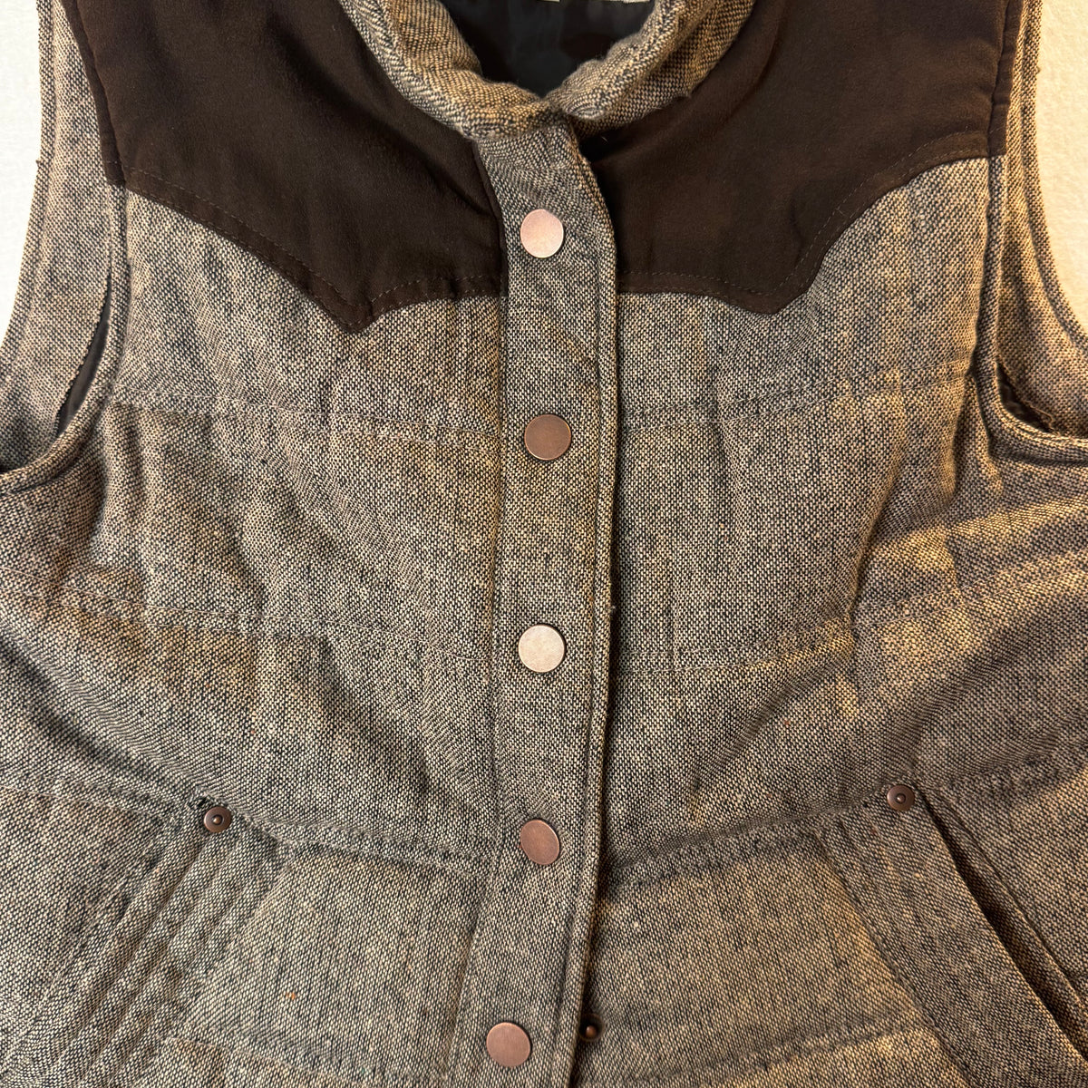 Ci Sono Quilted Western Vest Tweed & Suede