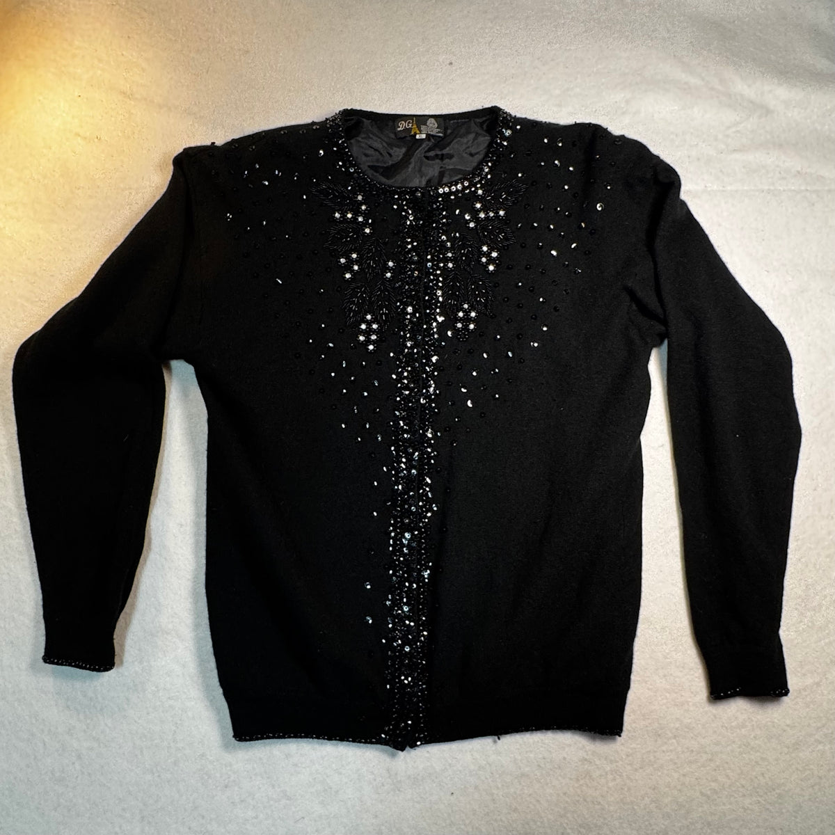 1980s D.G. Hand-Beaded Angora Cardigan