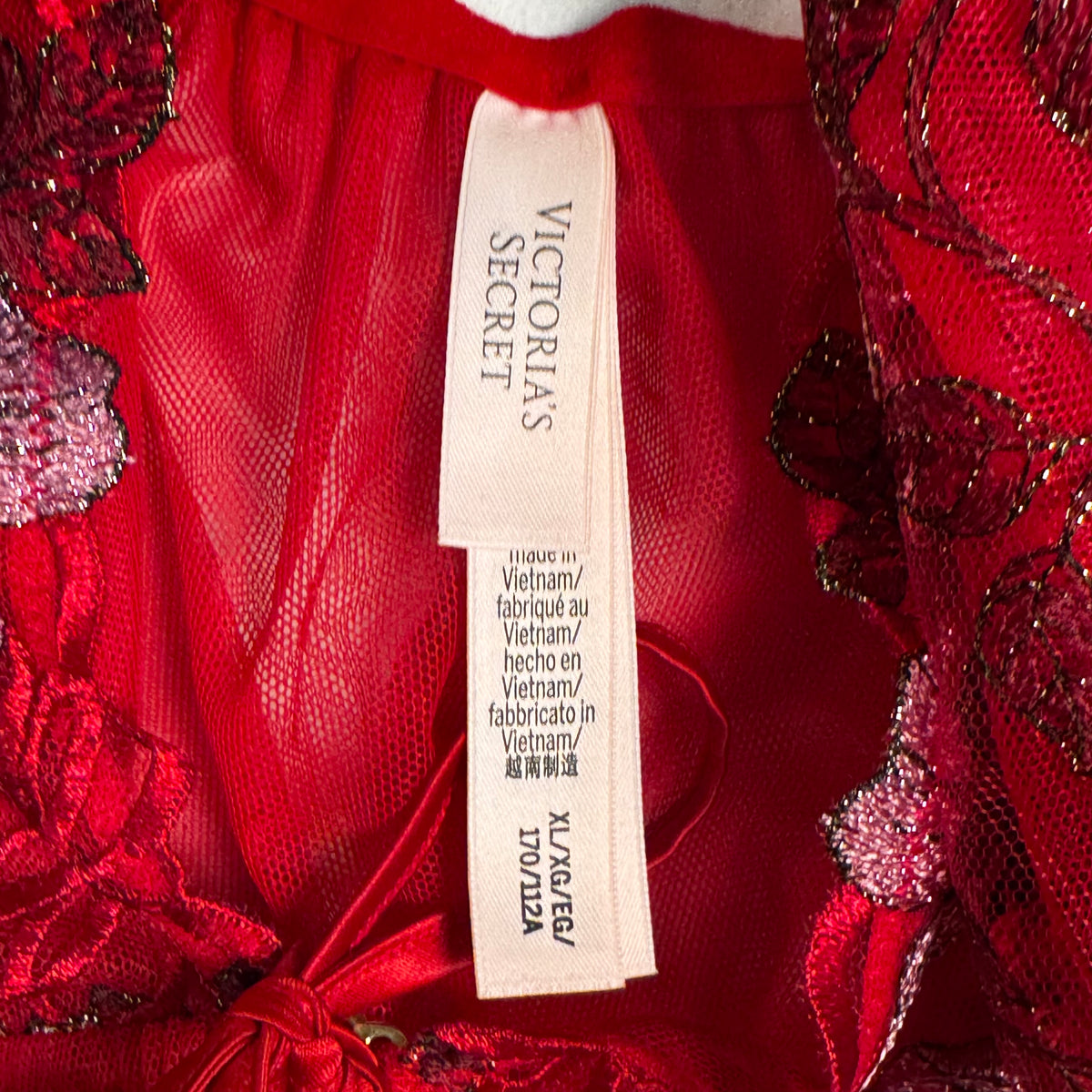 Victoria's Secret Red Embroidered Mesh Babydoll