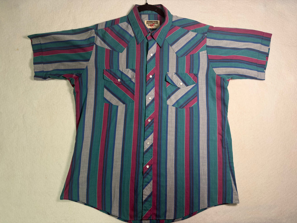 Youngbloods Authentic Western Striped Snap Shirt 1980s