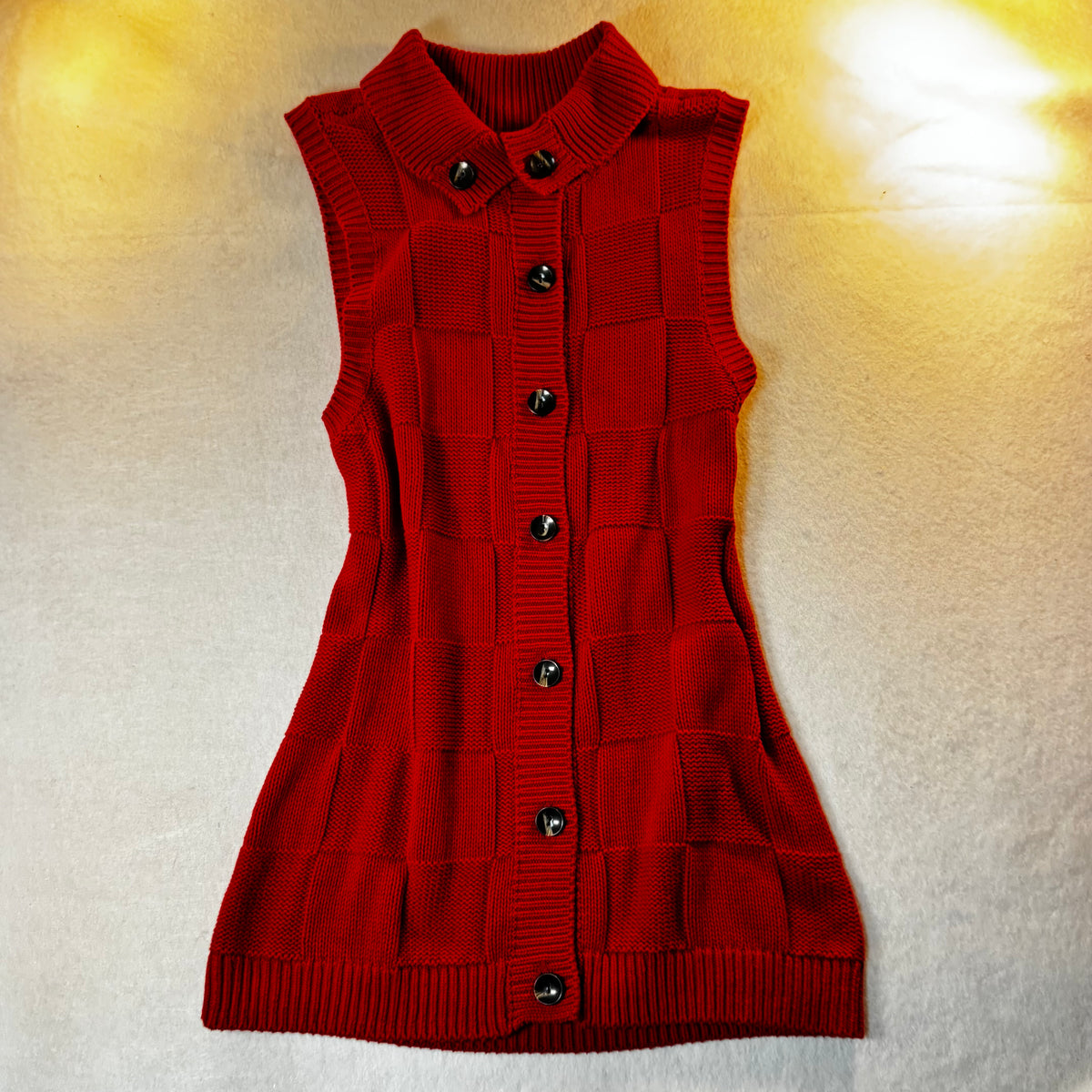 Red Cotton Knit Vest Tunic