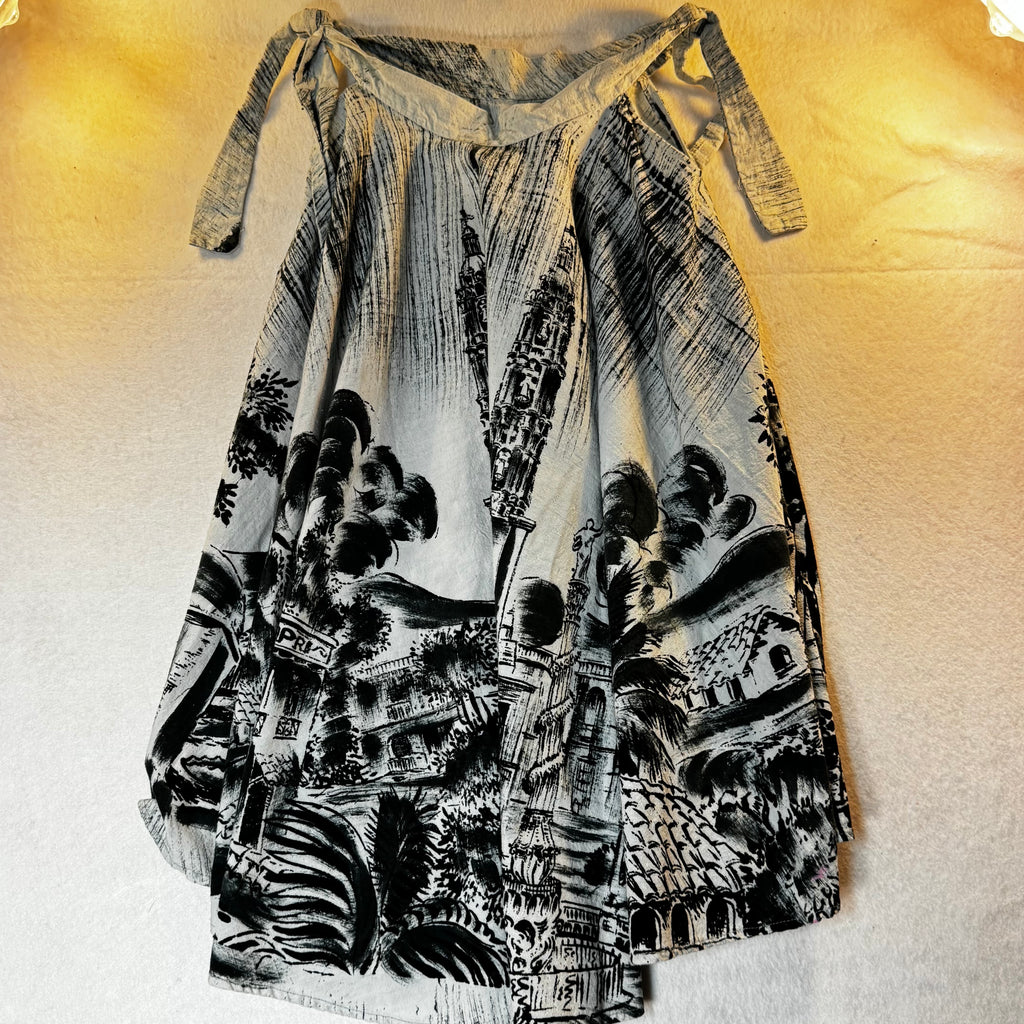 Vintage Authentic Mexican Hand-Painted Circle Skirt