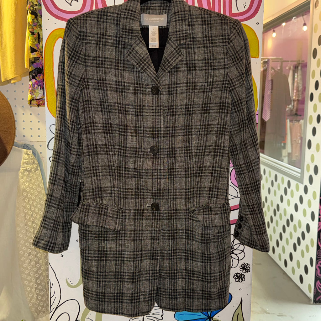 Liz Claiborne Grey Plaid Coat