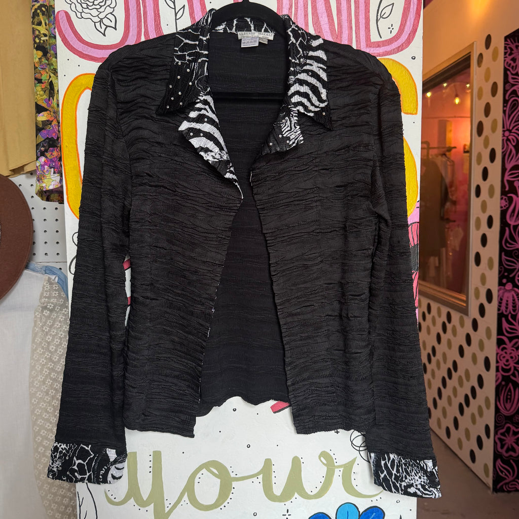 Alberto Makali Black Open Blouse Y2K