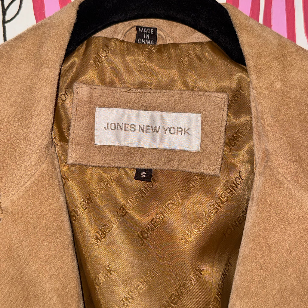 Jones New York Tan Leather Duster 1990s