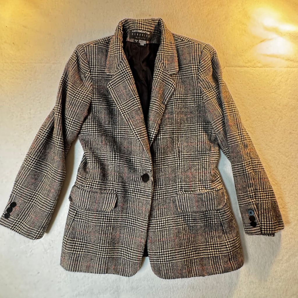 Liz Claiborne Plaid Wool Blazer 1990s