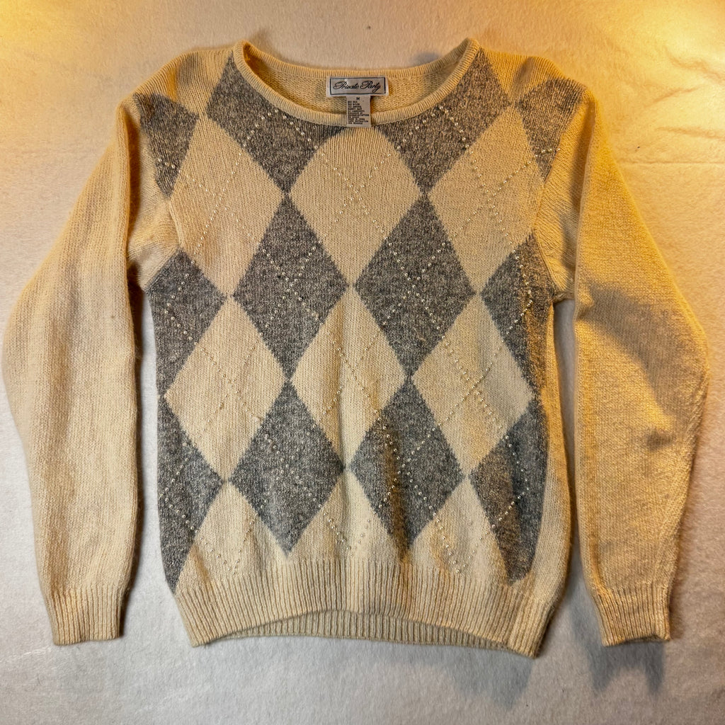 1990s Silk angora Beaded Knit Sweater