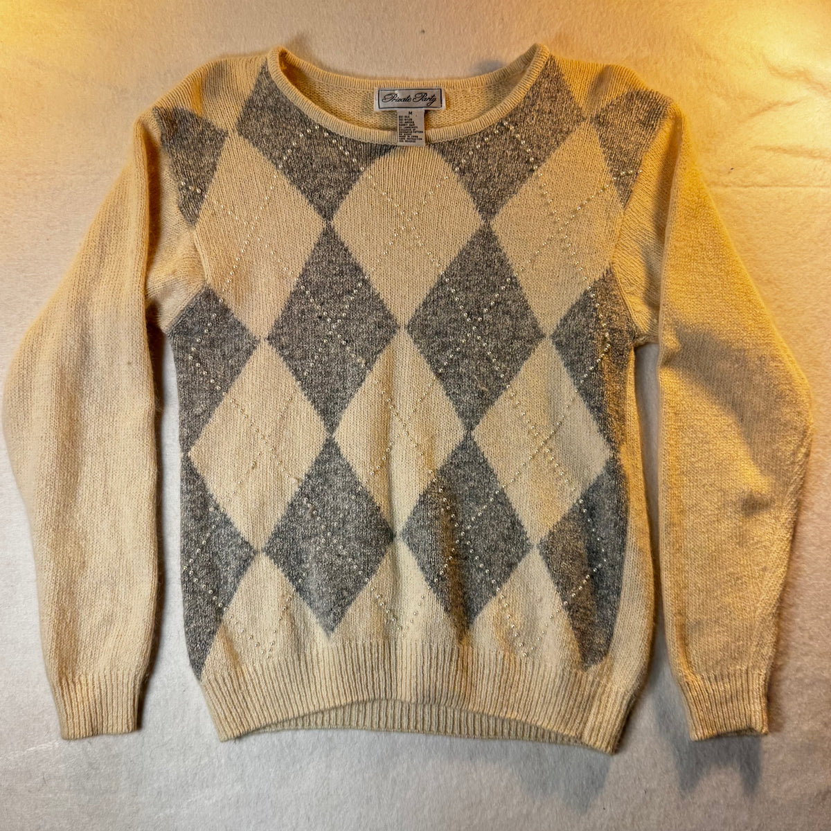 1990s Silk angora Beaded Knit Sweater
