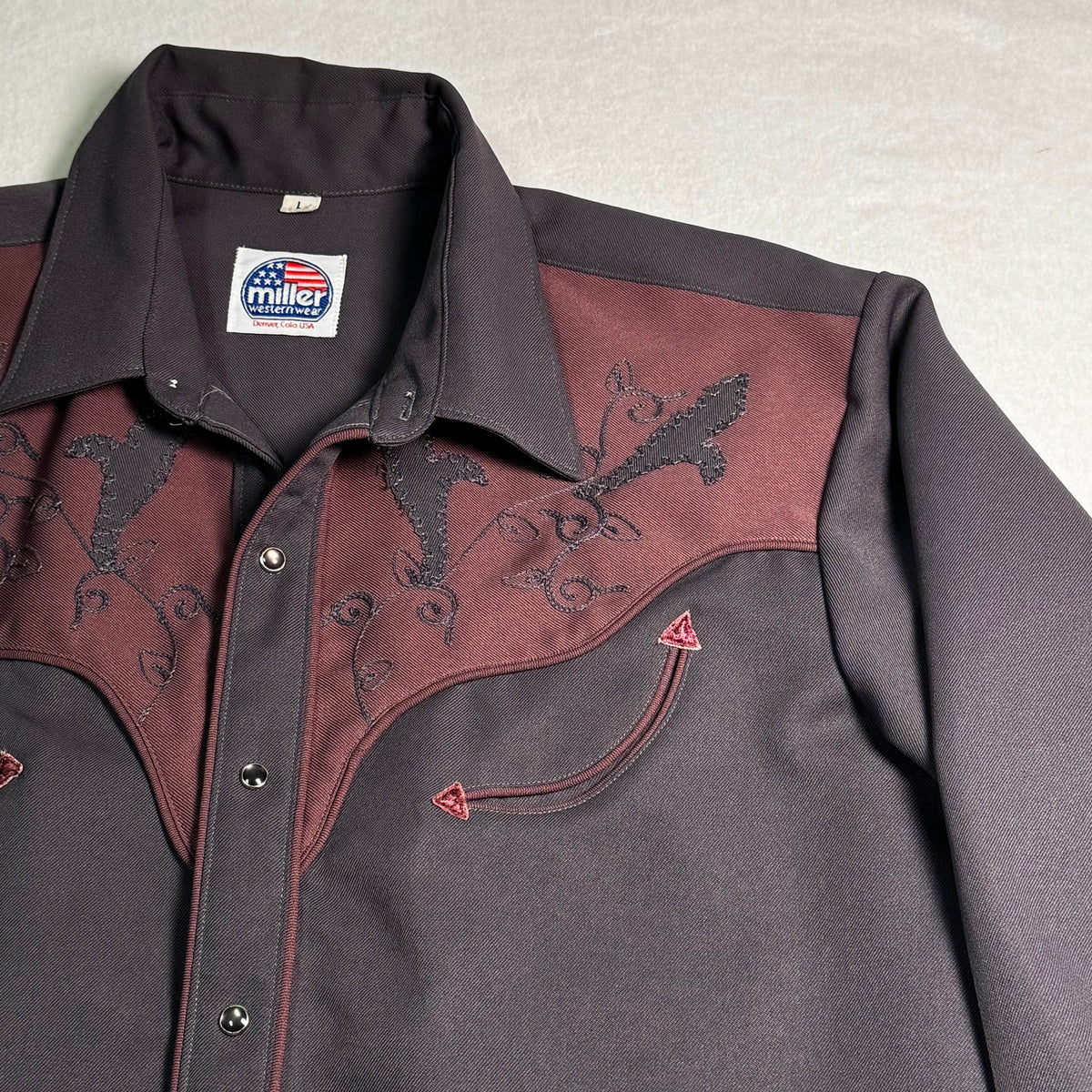Miller Westernwear Charcoal Wine Yoke Button-Up 1990s