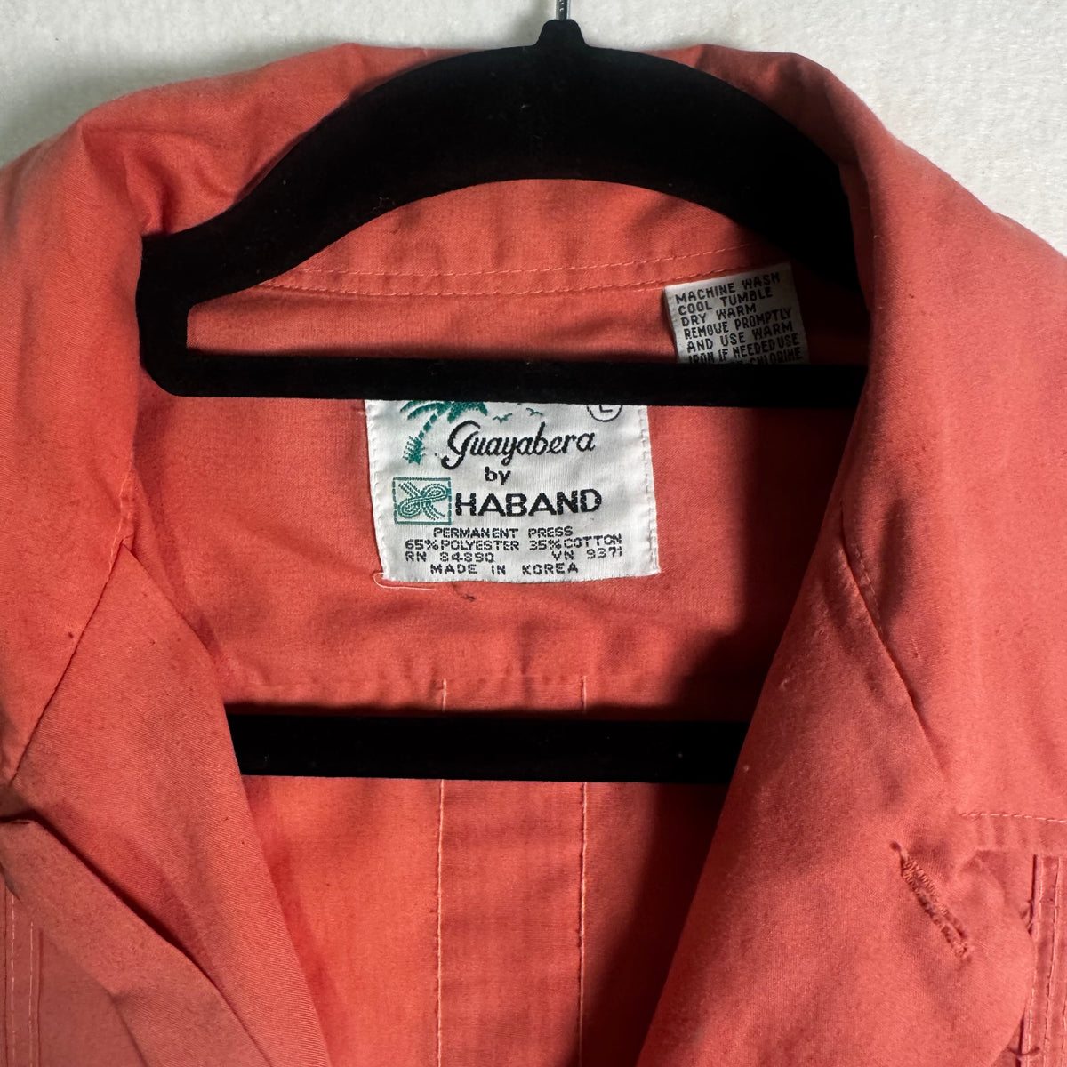 Vintage Salmon Guayabera by Haband