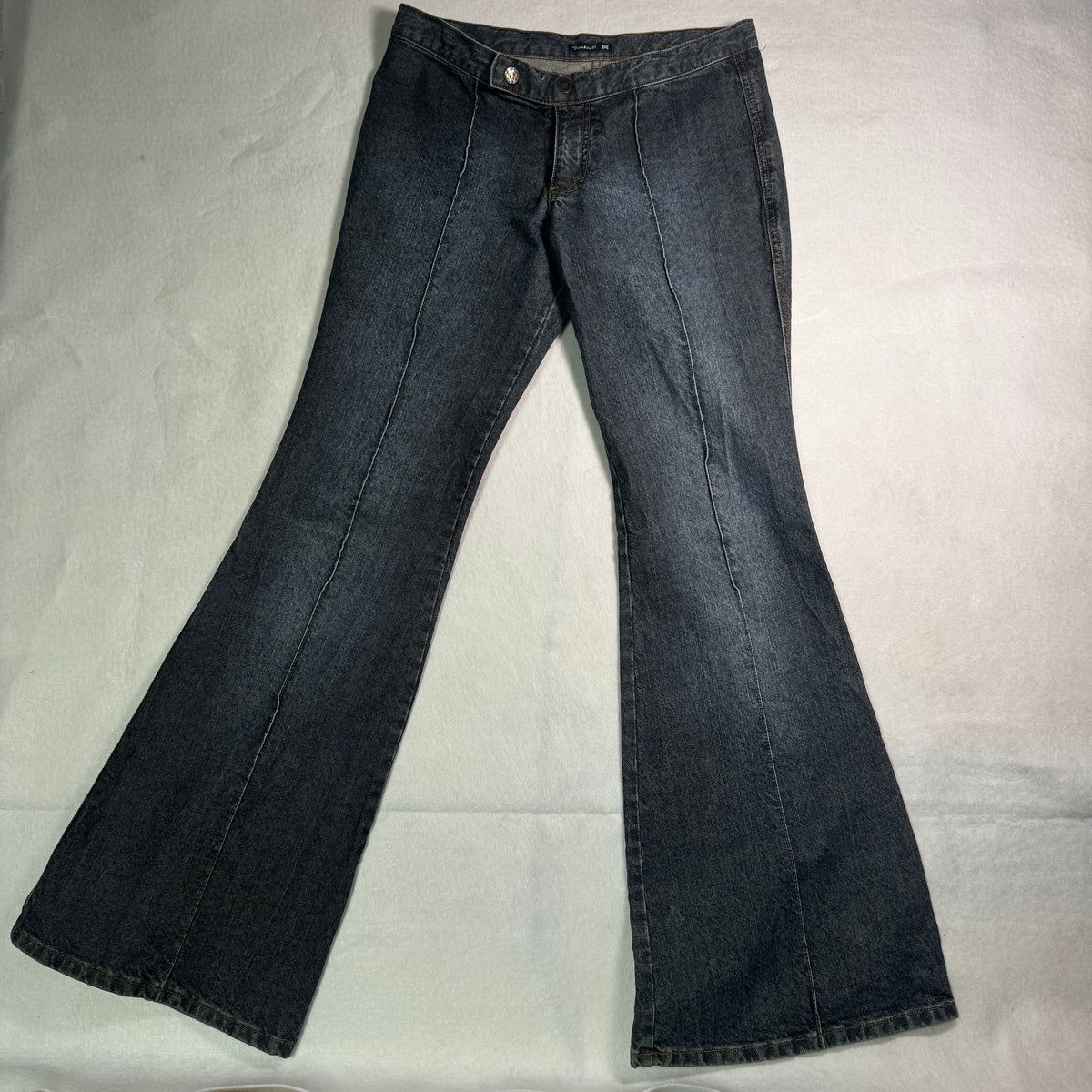Frankie B. Dark Wash Low Rise Flare Jeans Y2K