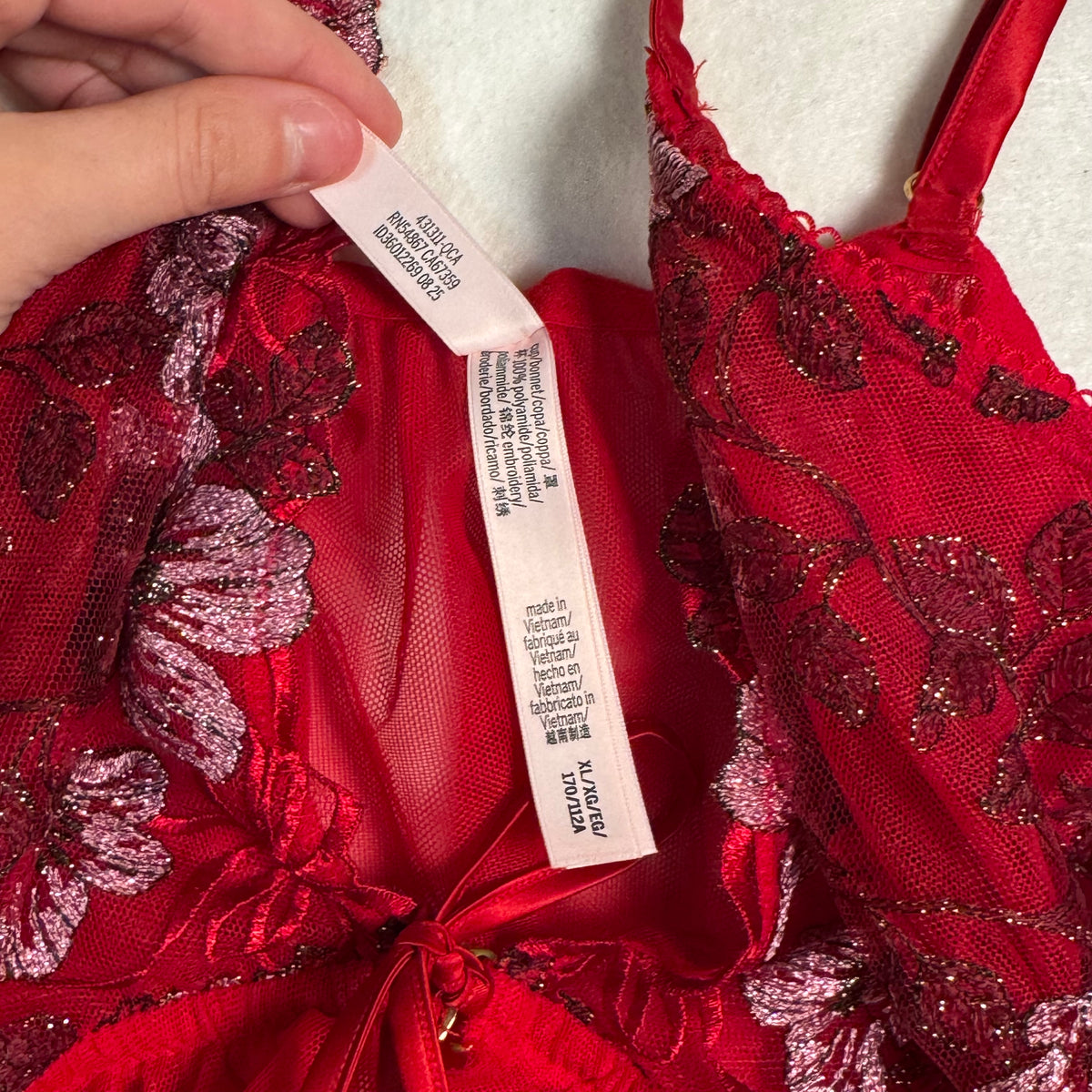 Victoria's Secret Red Embroidered Mesh Babydoll
