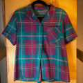 Vintage Teal Plaid Collar Shirt 1980s