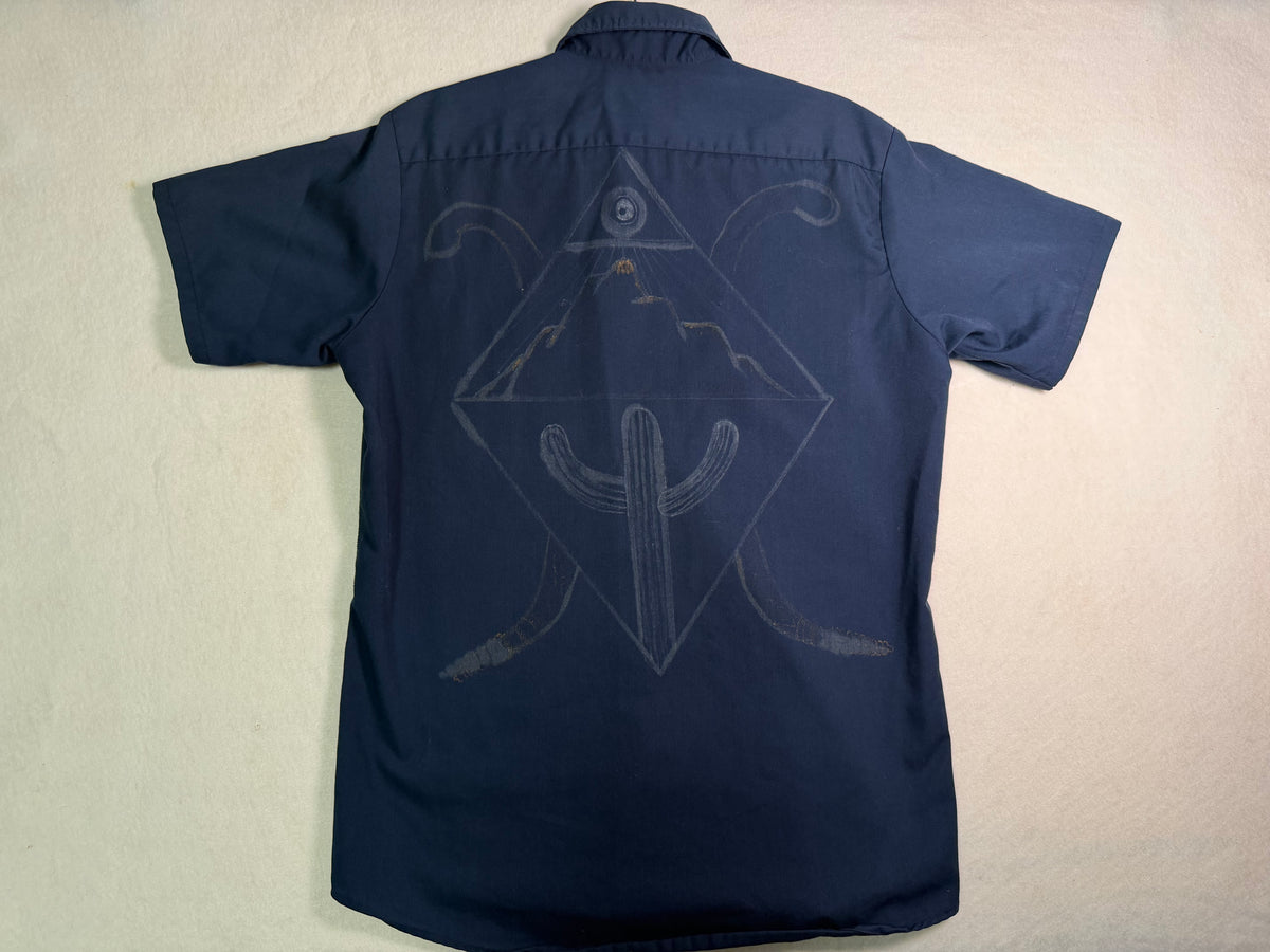 Navy Work Shirt Hand-Painted One-of-One / Desert Diamond Art
