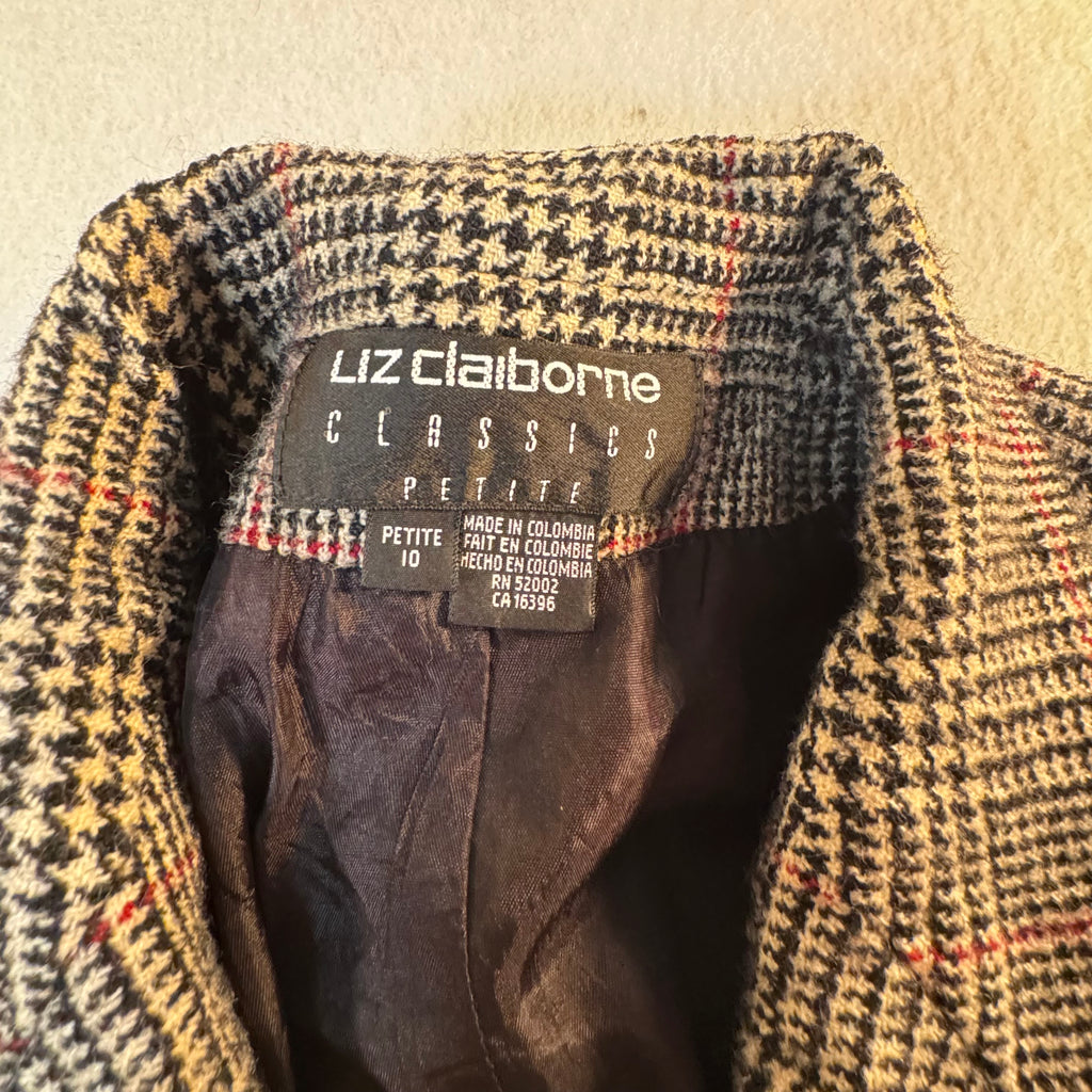 Liz Claiborne Plaid Wool Blazer 1990s