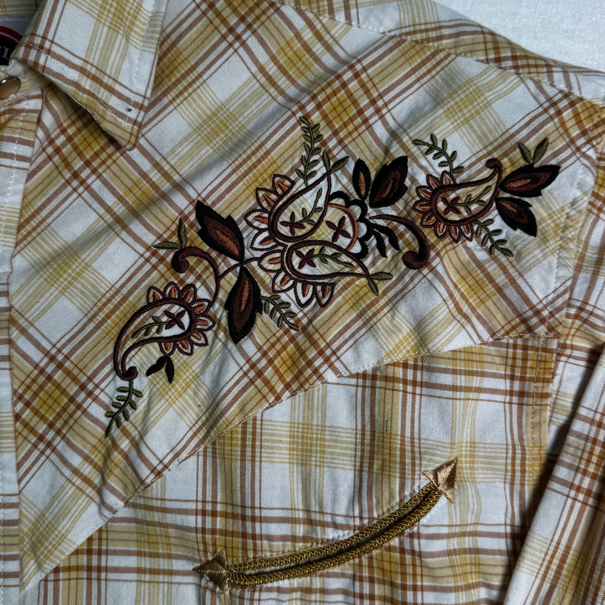 Double S Gold Plaid Floral Western Shirt