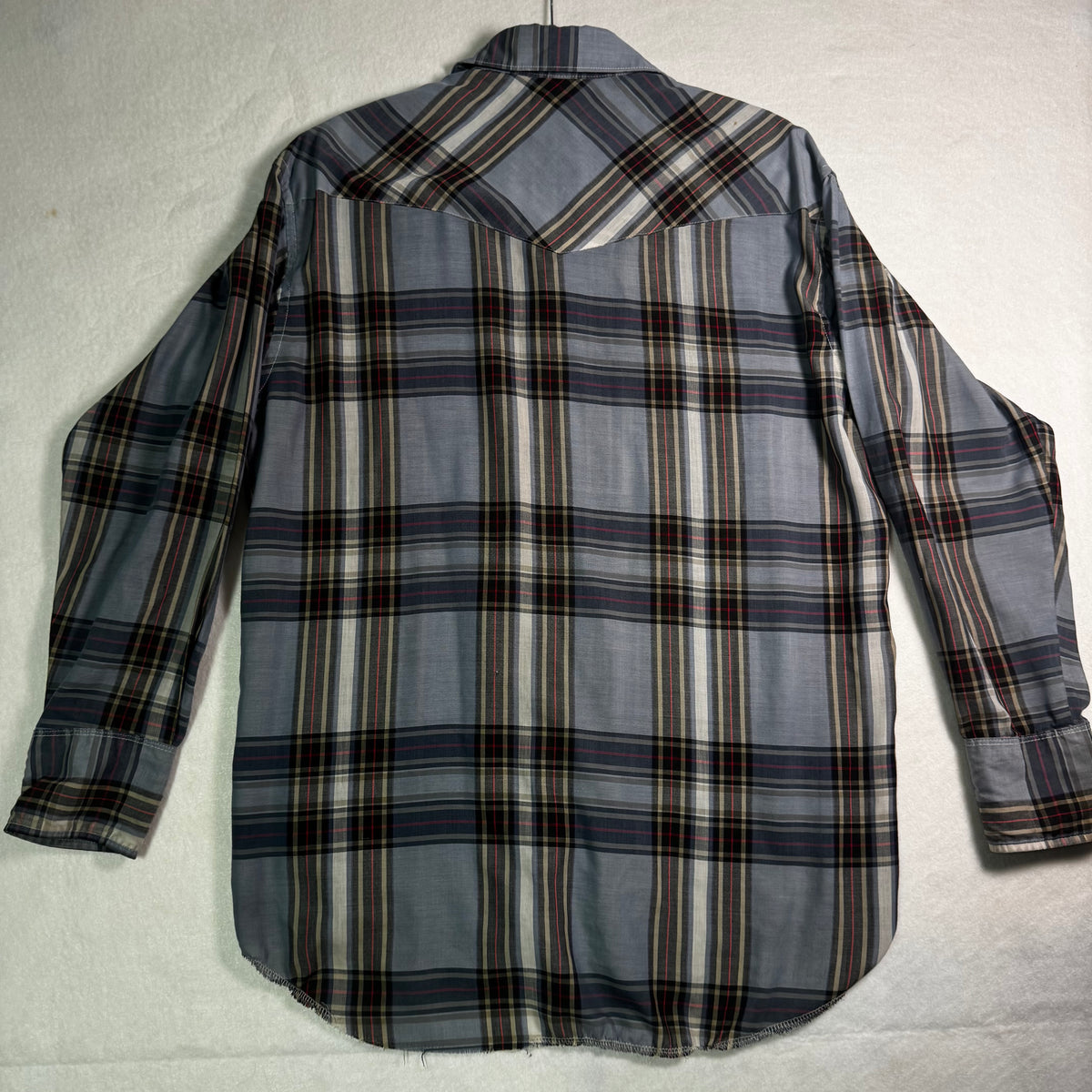 Wrangler Grey Plaid Western Snap Shirt 1980s