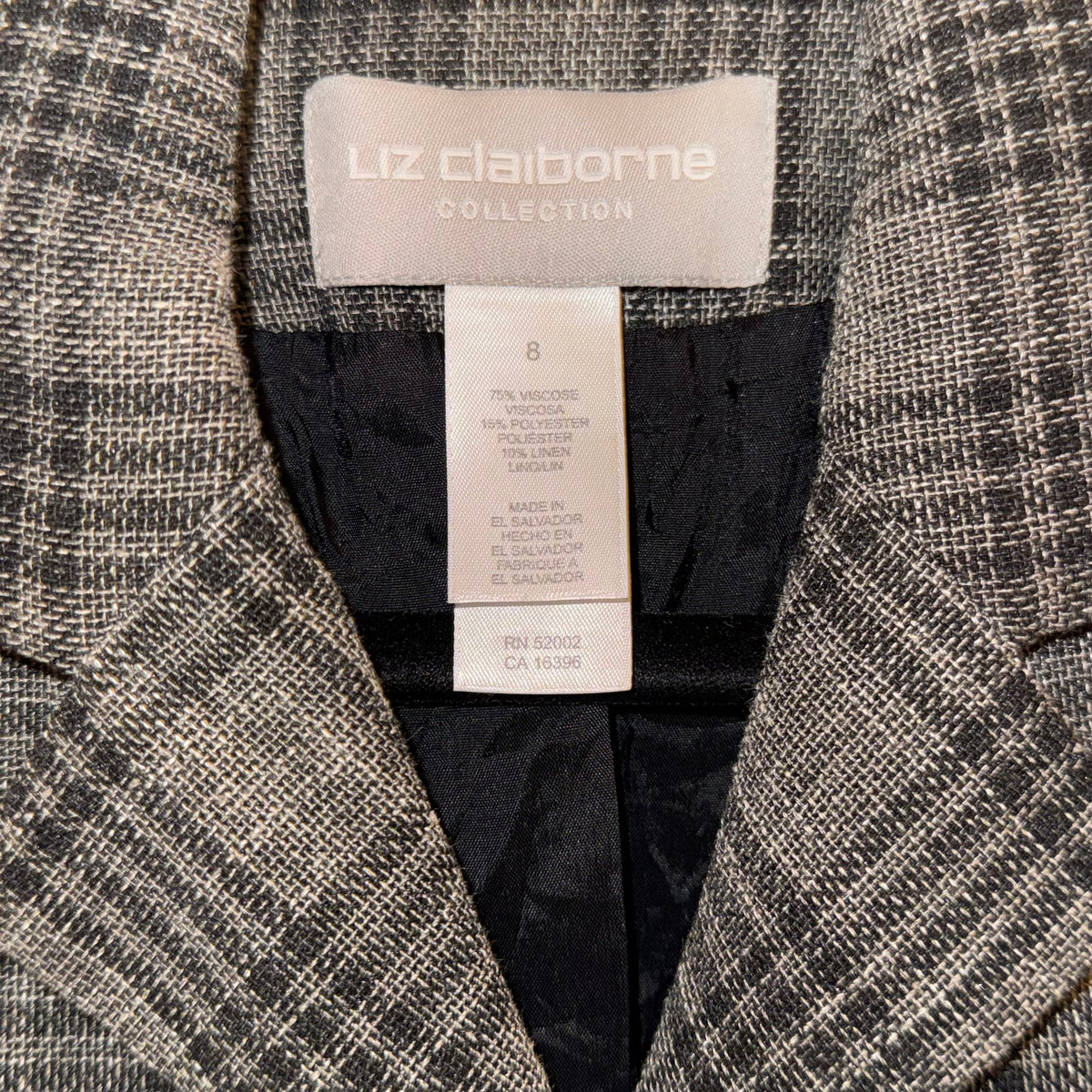 Liz Claiborne Grey Plaid Coat