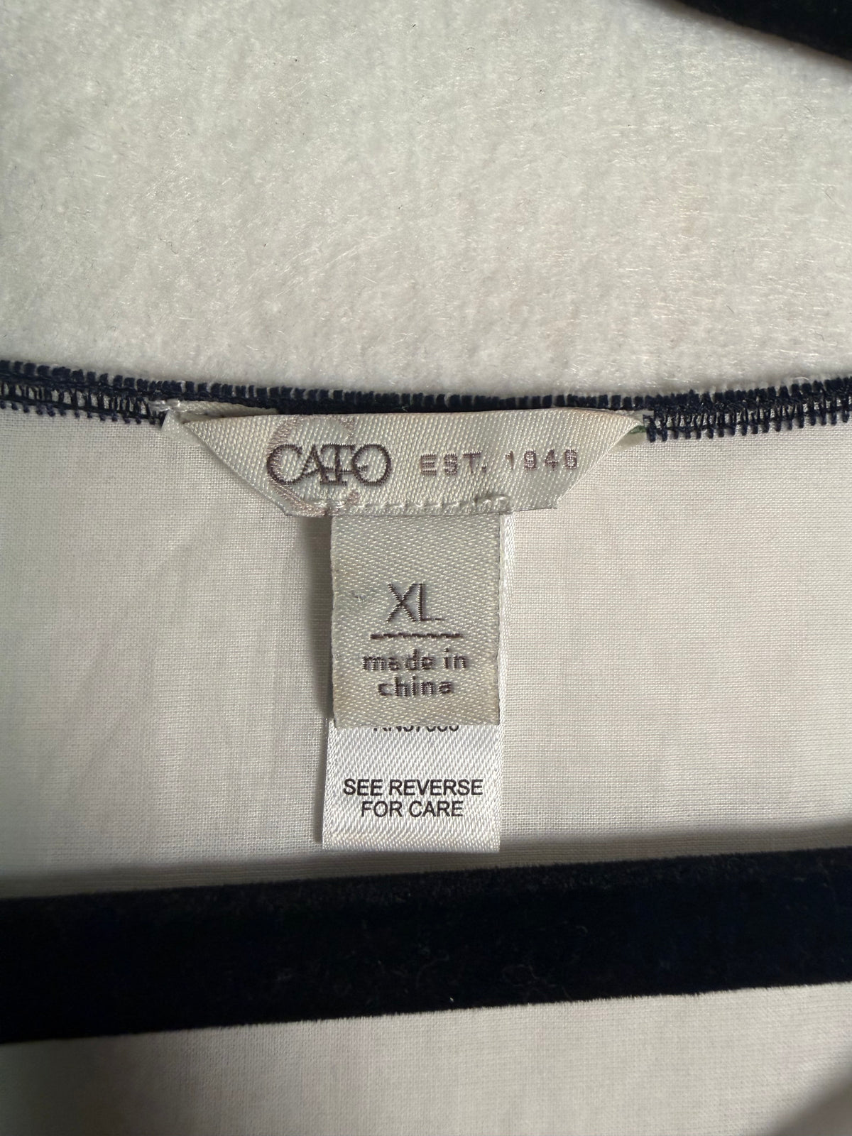 Cato White Navy Floral Embroidered Top