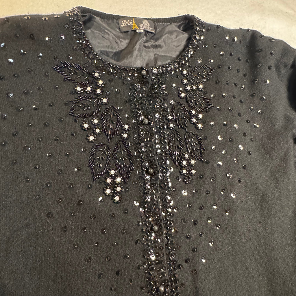 1980s D.G. Hand-Beaded Angora Cardigan