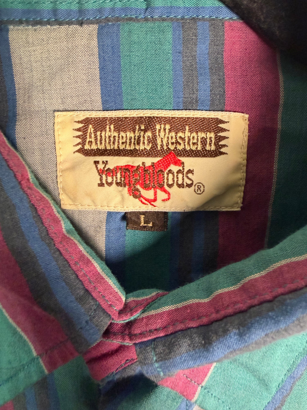 Youngbloods Authentic Western Striped Snap Shirt 1980s