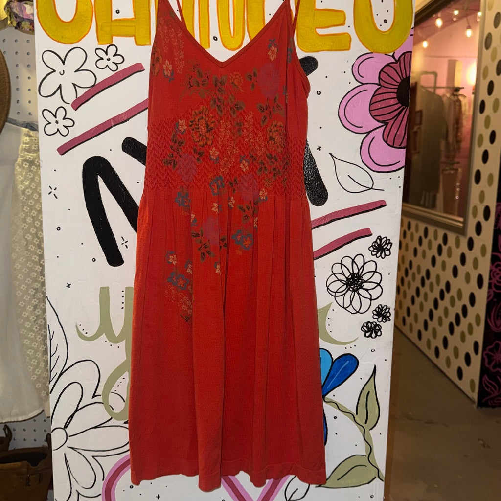 NoTag red floral sundress Y2K