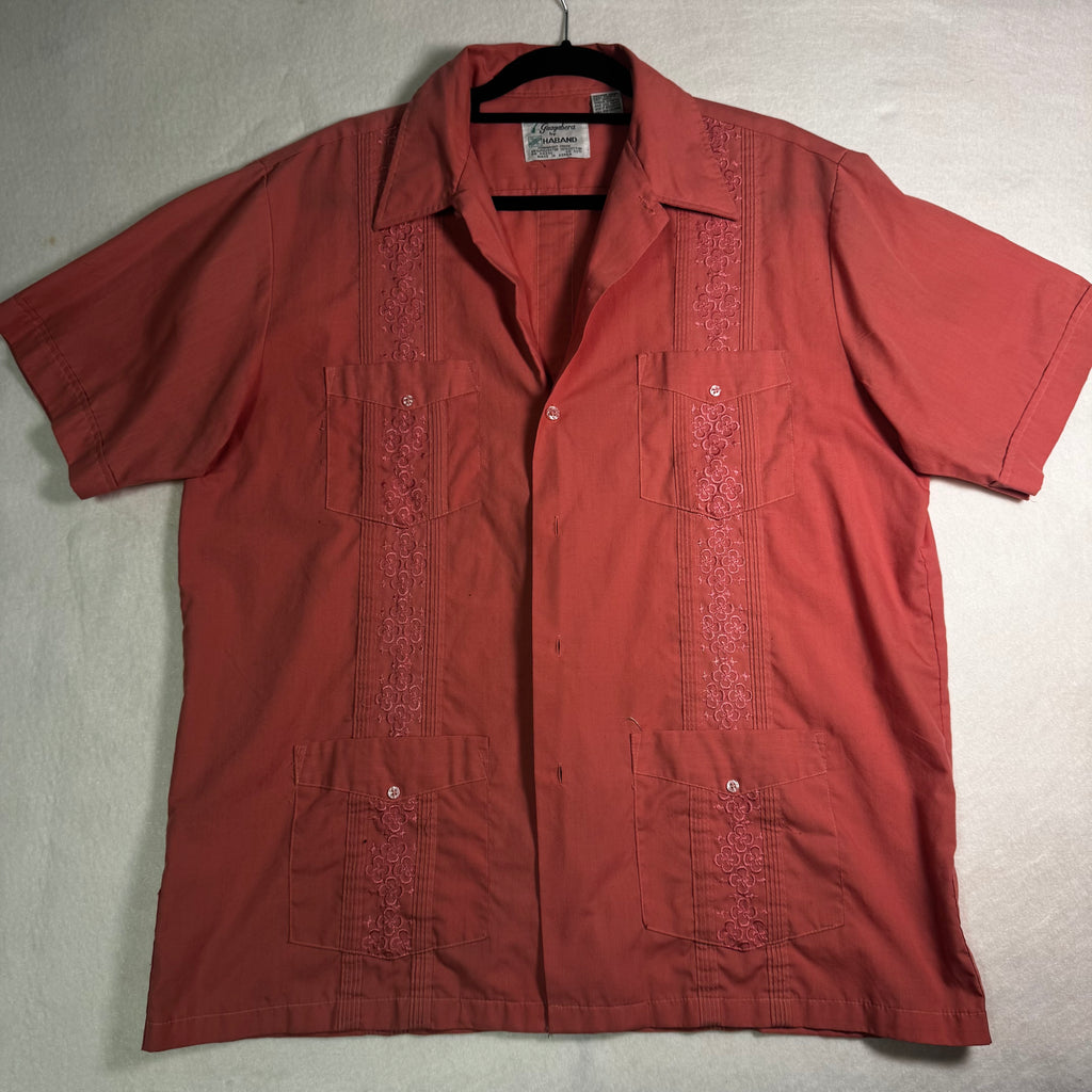 Vintage Salmon Guayabera by Haband