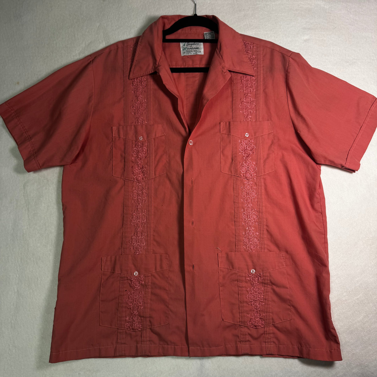 Vintage Salmon Guayabera by Haband