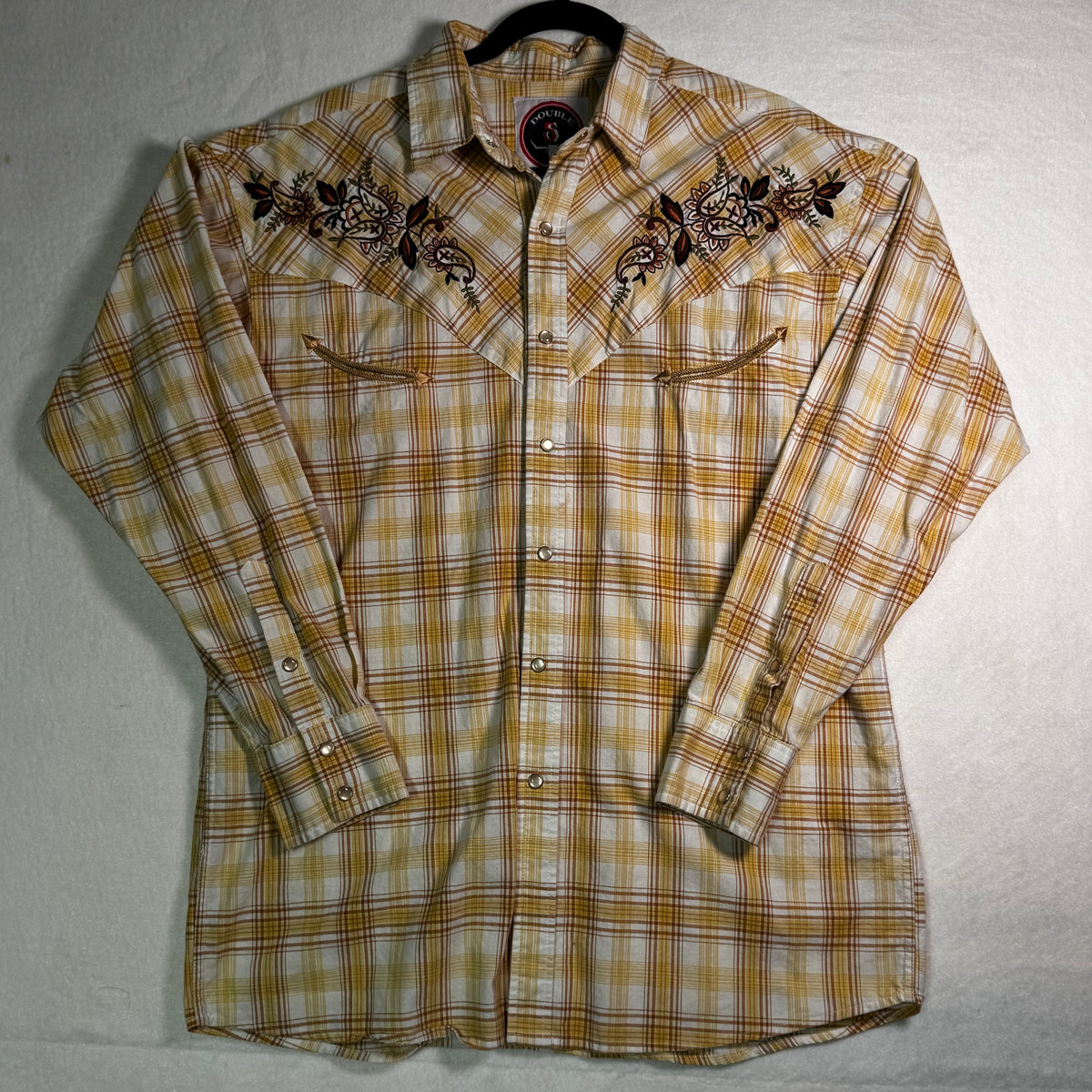 Double S Gold Plaid Floral Western Shirt