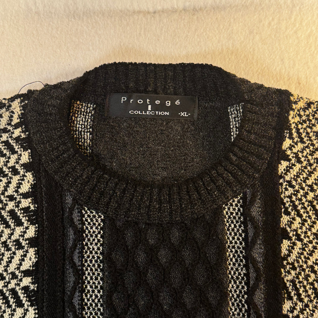 Protégé Collection minimalist Coogi-Style Sweater, Size XL
