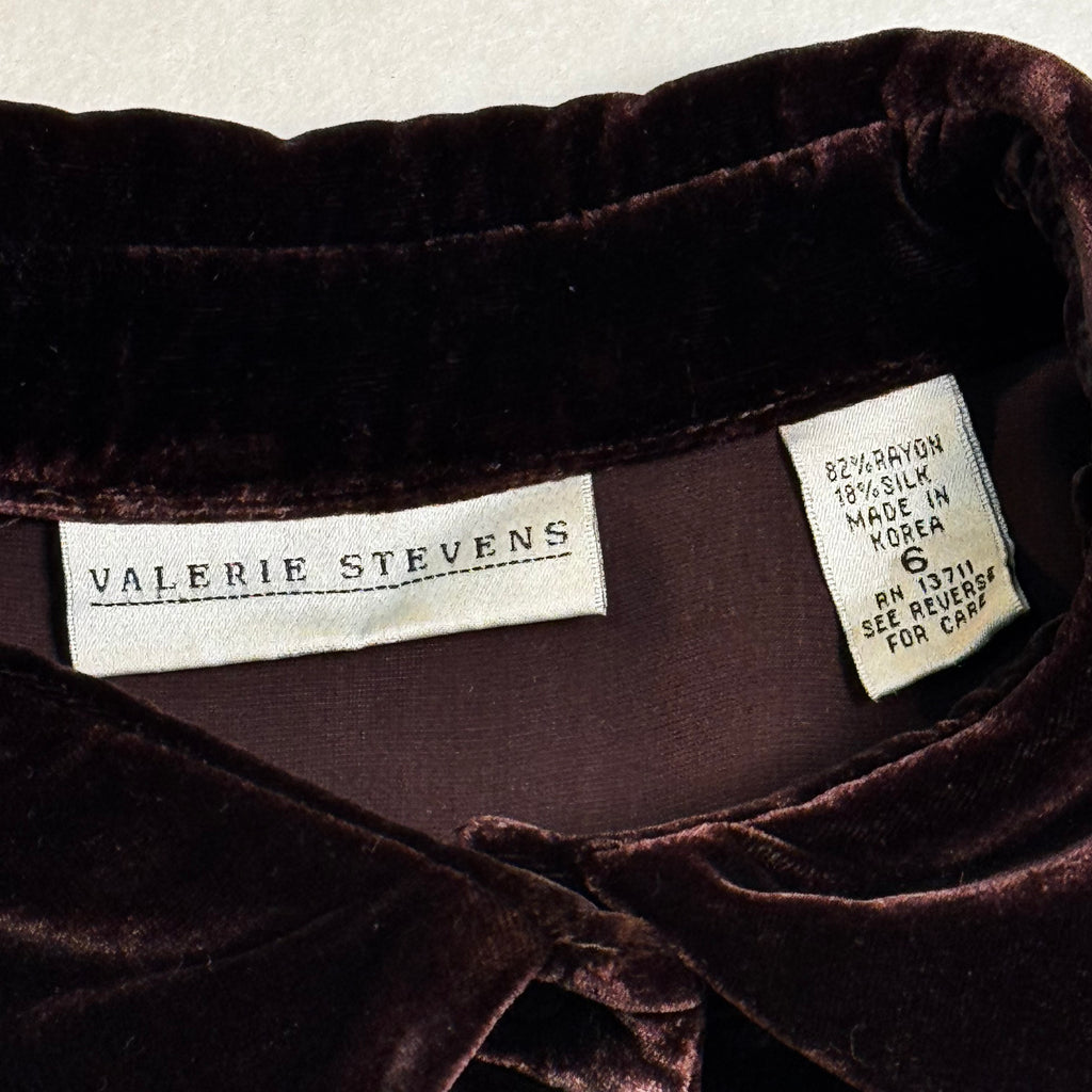 Val. Stevens silk Velvet Blouse 1990s