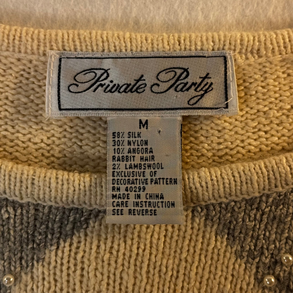 1990s Silk angora Beaded Knit Sweater
