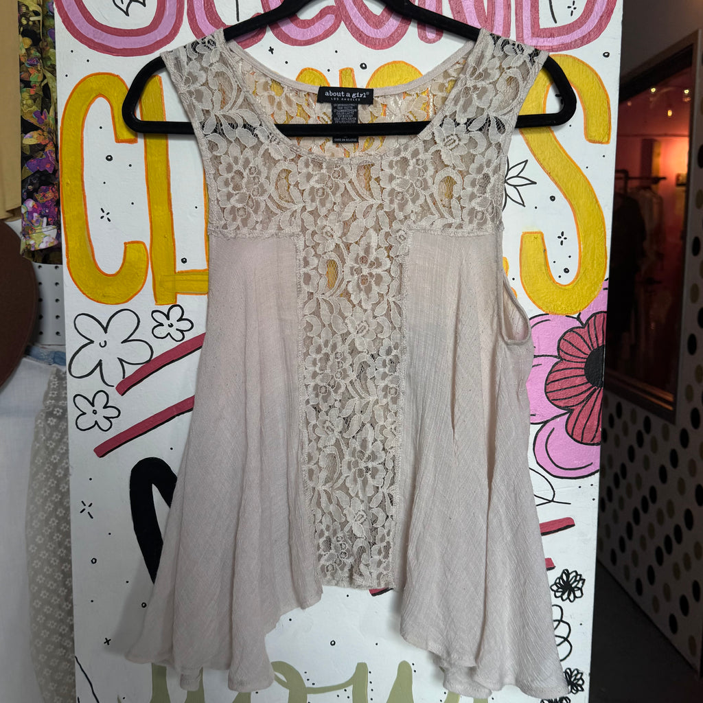 About a Girl LA cream crochet sleeveless top