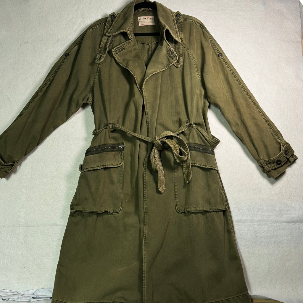 We The Free Olive Trench Coat